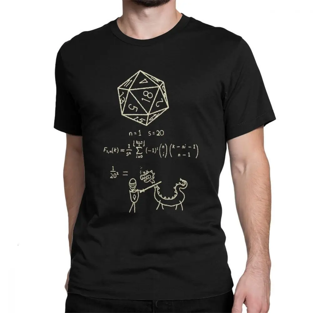 

one yona The Science Of 20 Sided Dice T Shirt Men D20 Math DnD Dungeons And Dragons Clothes Popular T-Shirt Crewneck 100% Cotton