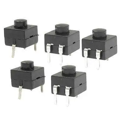 

5 Pcs Vertical 3 Pin Latching Action Square Torch Push Button Switch Black
