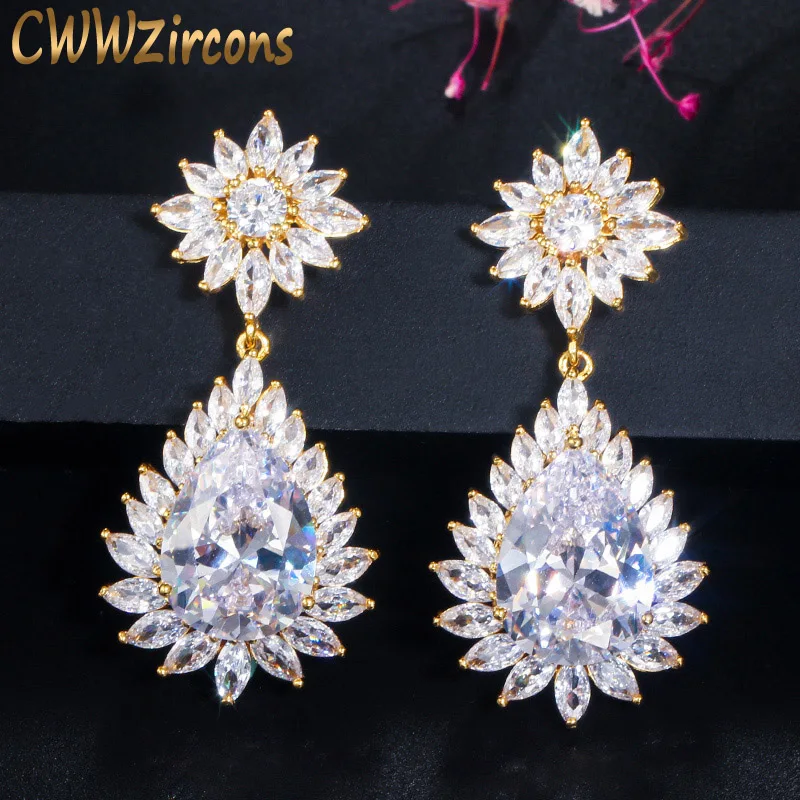 Женские серьги подвески в форме капли воды с фианитом|bridesmaid earrings|drop earringsearrings brand |