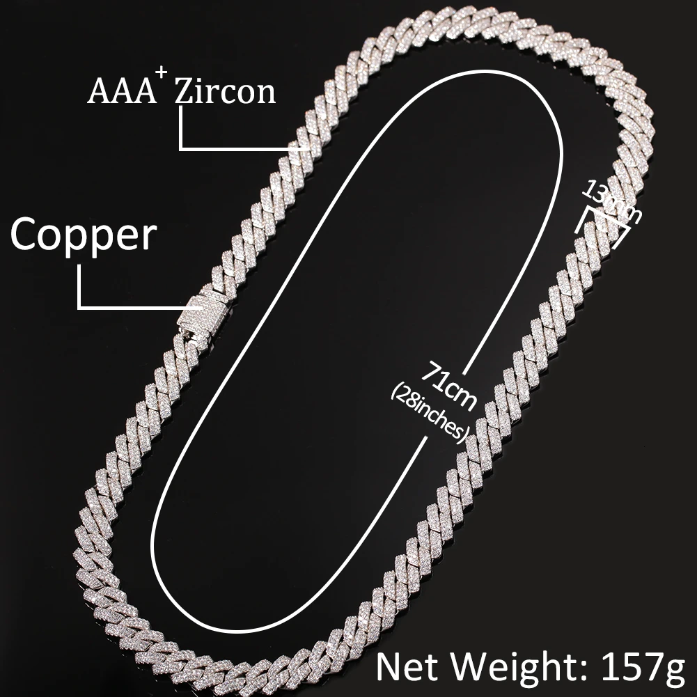 

Hip Hop Jewelry Heavy Big 13mm 2 Rows CZ Chain & Bracelet Set bling iced out Necklaces Micro Paved Cubic Zirconia Shiny Copper