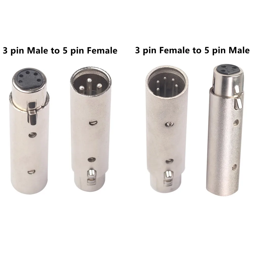 

1pc 3 Pin XLR To 5 Pin DMX Converter Metal Shell Effectively Shield Interference 73mm Female-Male Music Instruments Accessories