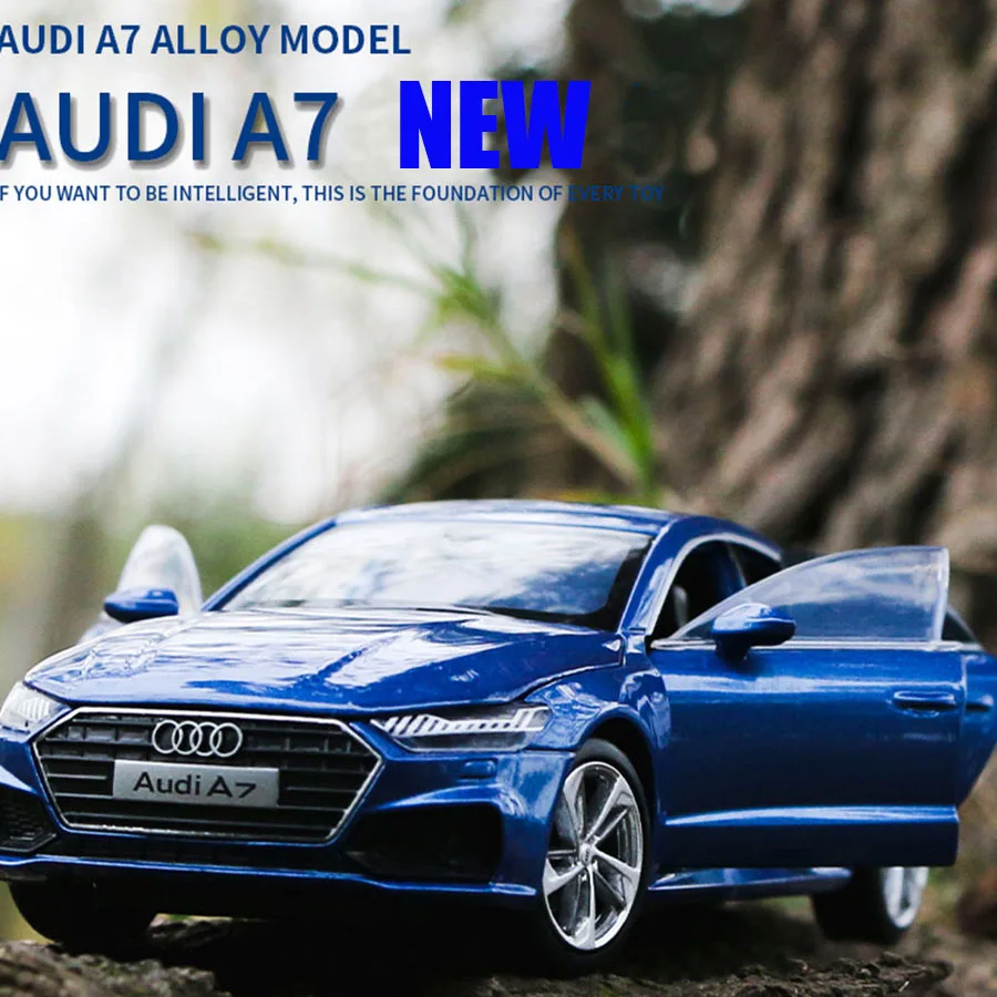 1:32 Audi A7 Metal Diecast Model Car Toy Collection Sound&Light Blue Gift