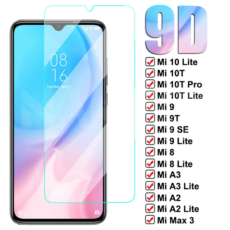 

9D Protective Glass For Xiaomi Mi 9 8 SE A3 A2 Lite 6 6X Max 2 3 Tempered Glass Xiaomi Mi 10T 9 10 Lite 9T Pro Screen Protector