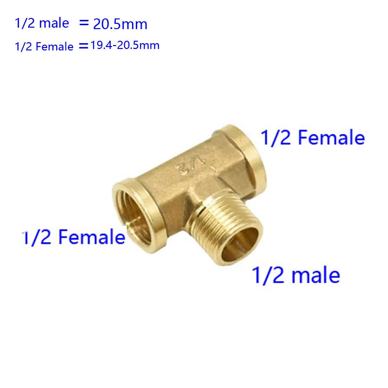 Латунь Водостоки мужской 1/2 футболка гнездового разъема медь T-Форма место 3 Way трубка Адаптер крана 1 шт - Цвет: B