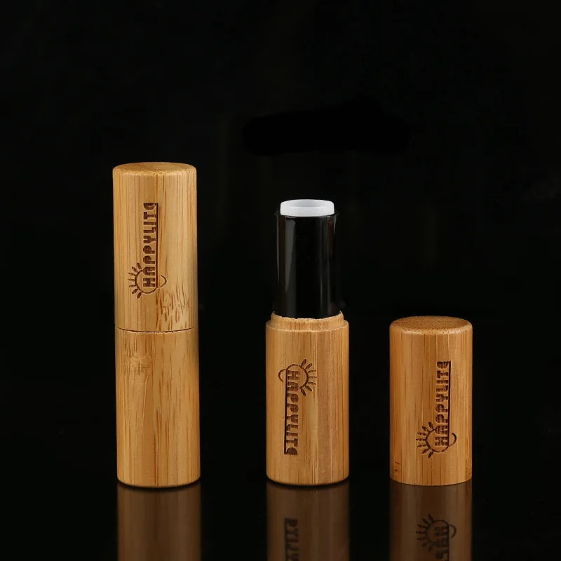 

ECO-friendly lip balm containers 5ml black Gold Silver Bamboo Lipstick Tube wholesale lipgloss tube bulk 100 pack