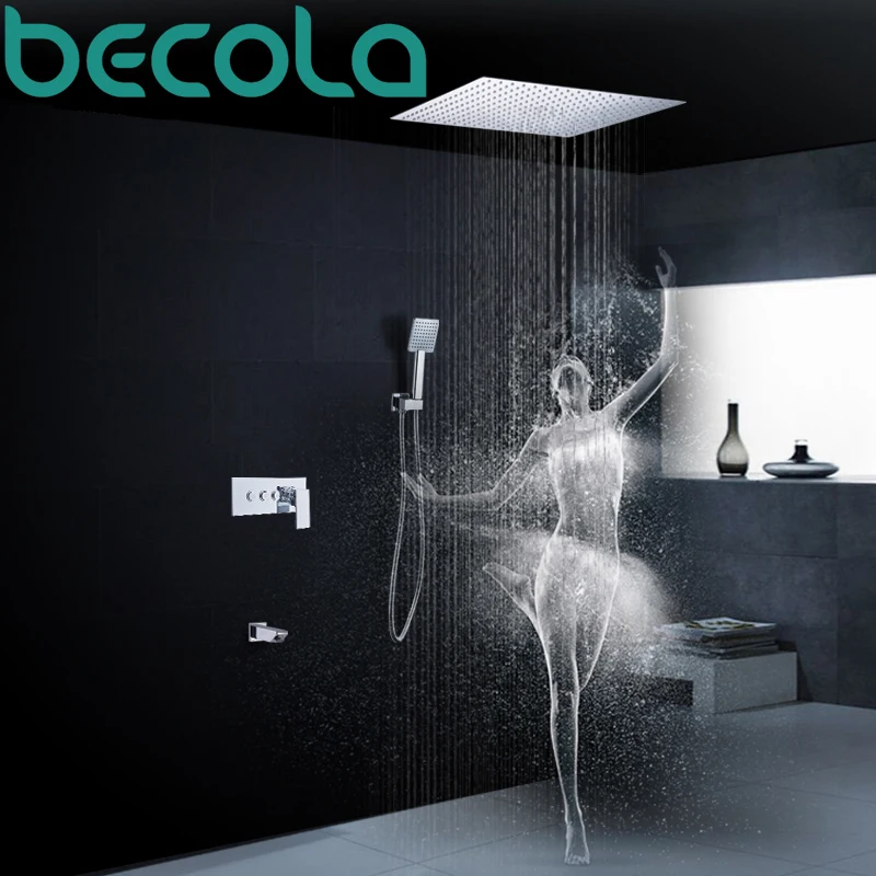 BECOLA новый дизайн роскошный 8/10/12/16 дюймов скрытый душ набор 3 функции воды ванная