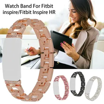 

Stainless Steel Metal Replacement Watchband for Fitbit Inspire Bracelet DProng Rhinestone HR Watch Chain Wrist Strap Watch Strap