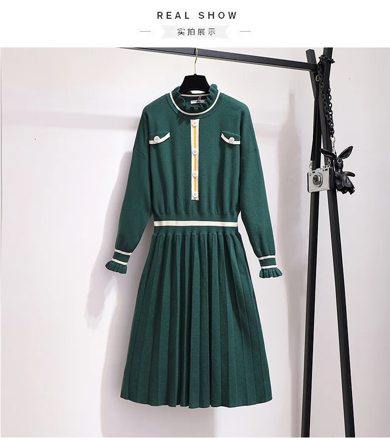 autumn winter plus size sweater dress for women large loose casual elastic waist knitting pleated dresses 4XL 5XL 6XL 7XL