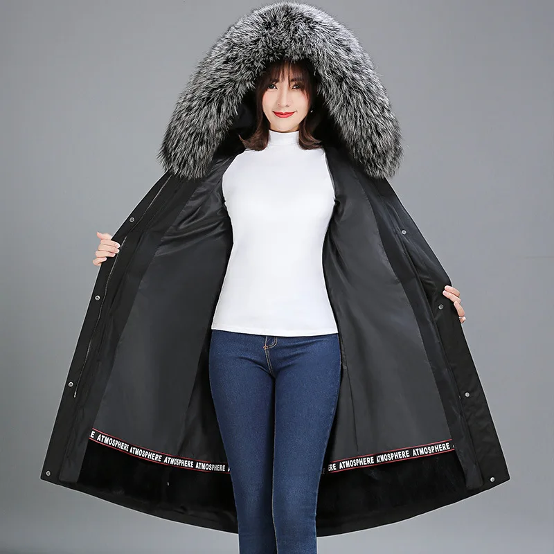 Winter Real Fur Coat Female Natural Rex Rabbit Liner Jacket Large Fox Hooded Clothes 2020 Korean Warm LW1492 | Женская одежда