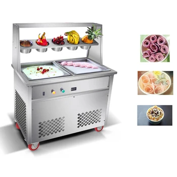 

1800W fried ice cream machine double pan with 5 cans double pan freezer ice pan machine 110V 220V Frees shipping