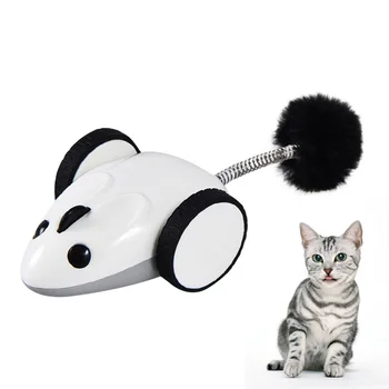 

1pc Electric Cat Teasing Toy Interactive Automatic Cat Toys Mouse Shape Cat Chase Toy for Cat Kitten (White)