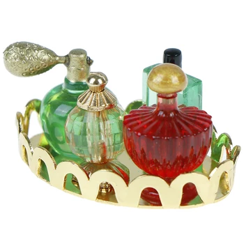 

New 1 set 1/12 Scale Pink Perfume Tray Miniature Furniture Model Mini Dollhouse Furniture Doll Bedroom Bath Dolls House