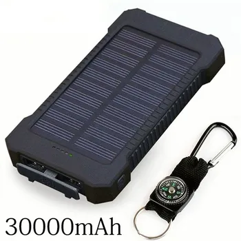 

Hot Solar Power Bank 30000mAh Double USB Solar charger External Battery Portable Charger Bateria Externa Pack for smart phone