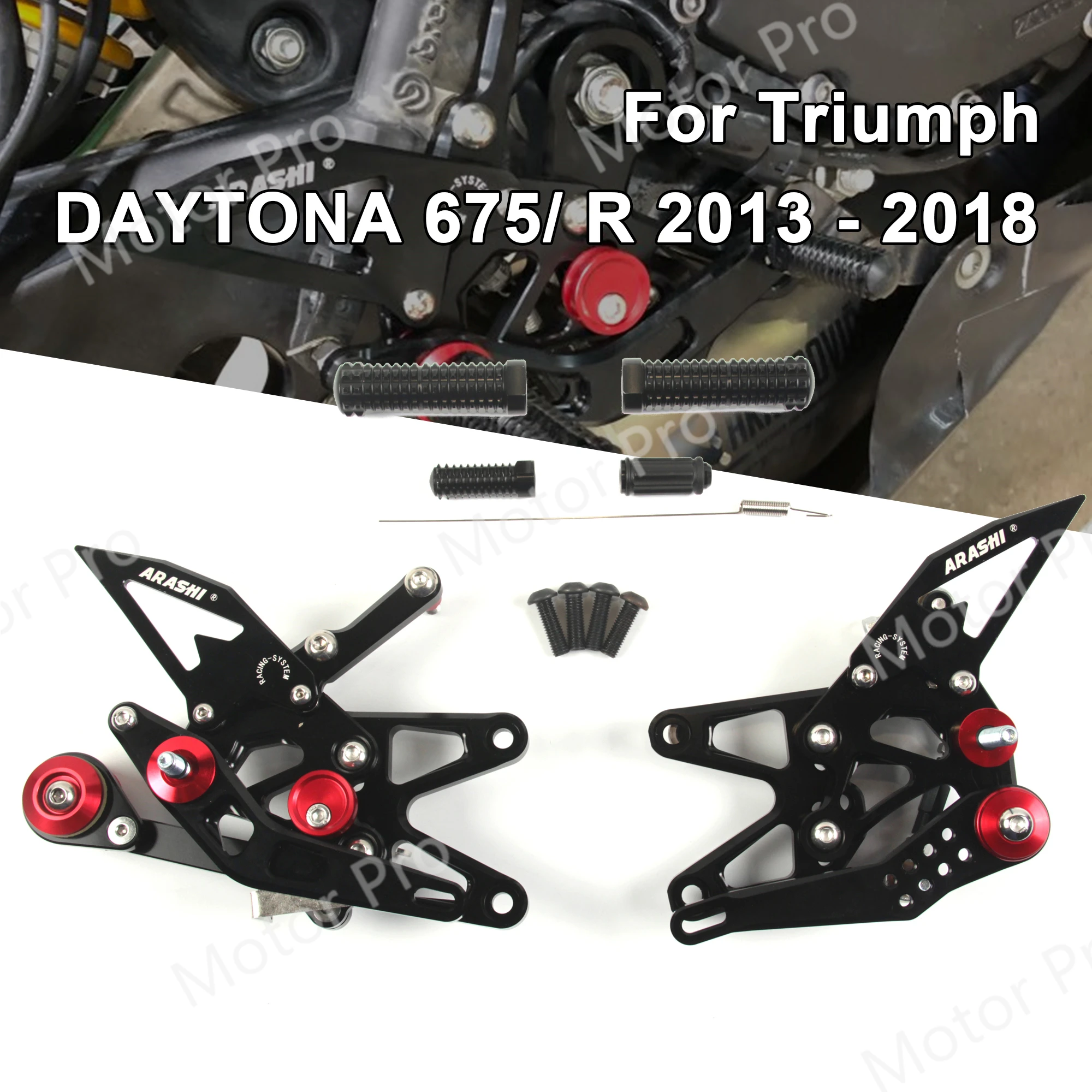 Adjustable Footrests For DAYTONA 675R 2013 2018 Motorcycle Accessories Foot Peg Pedal Rearsets