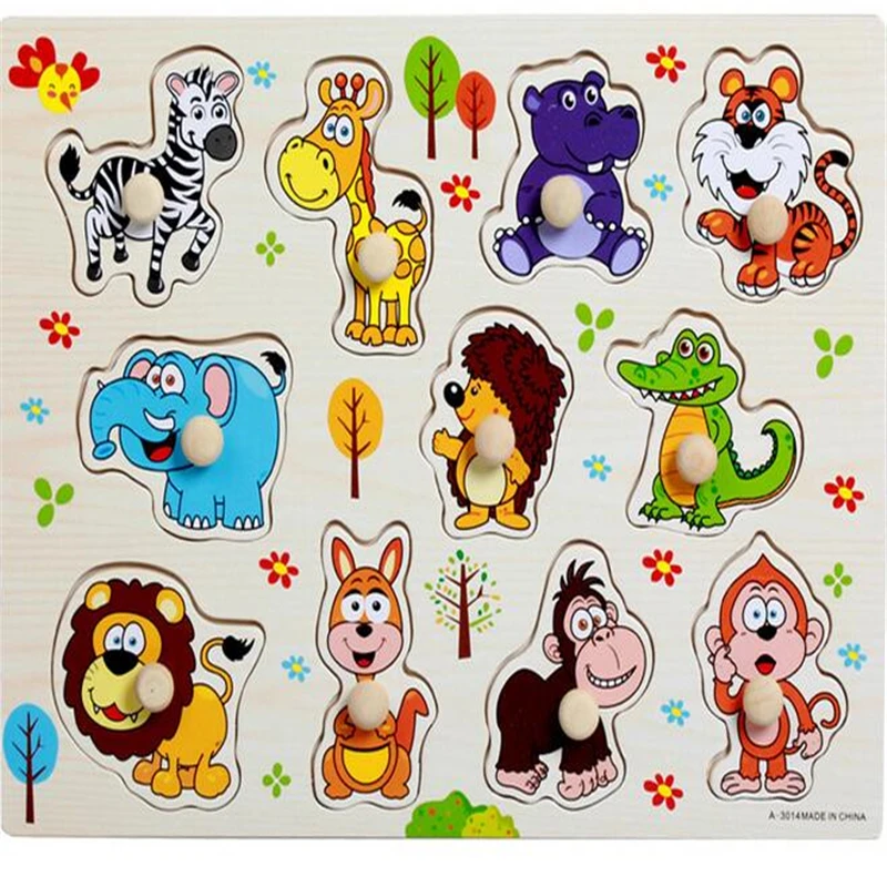 Animal 1 30 см Детские Ранние развивающие игрушки, деревянная игрушка-головоломка для детей, обучающая игрушка с алфавитом и цифрами, детская деревянная игрушка-пазл - Цвет: Animal 1