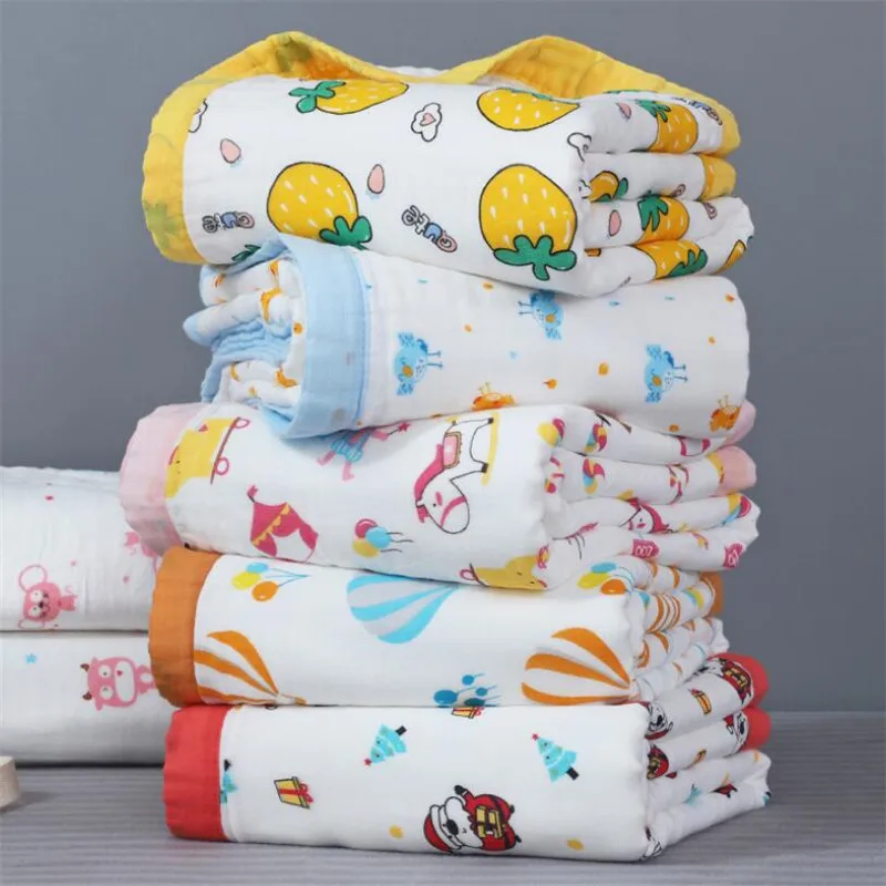 110x110cm 120x150cm 6 Layers Muslin Baby Blankets For Beds Cotton Newborn Blanket Baby Receiving Blankets Swaddling Blanket