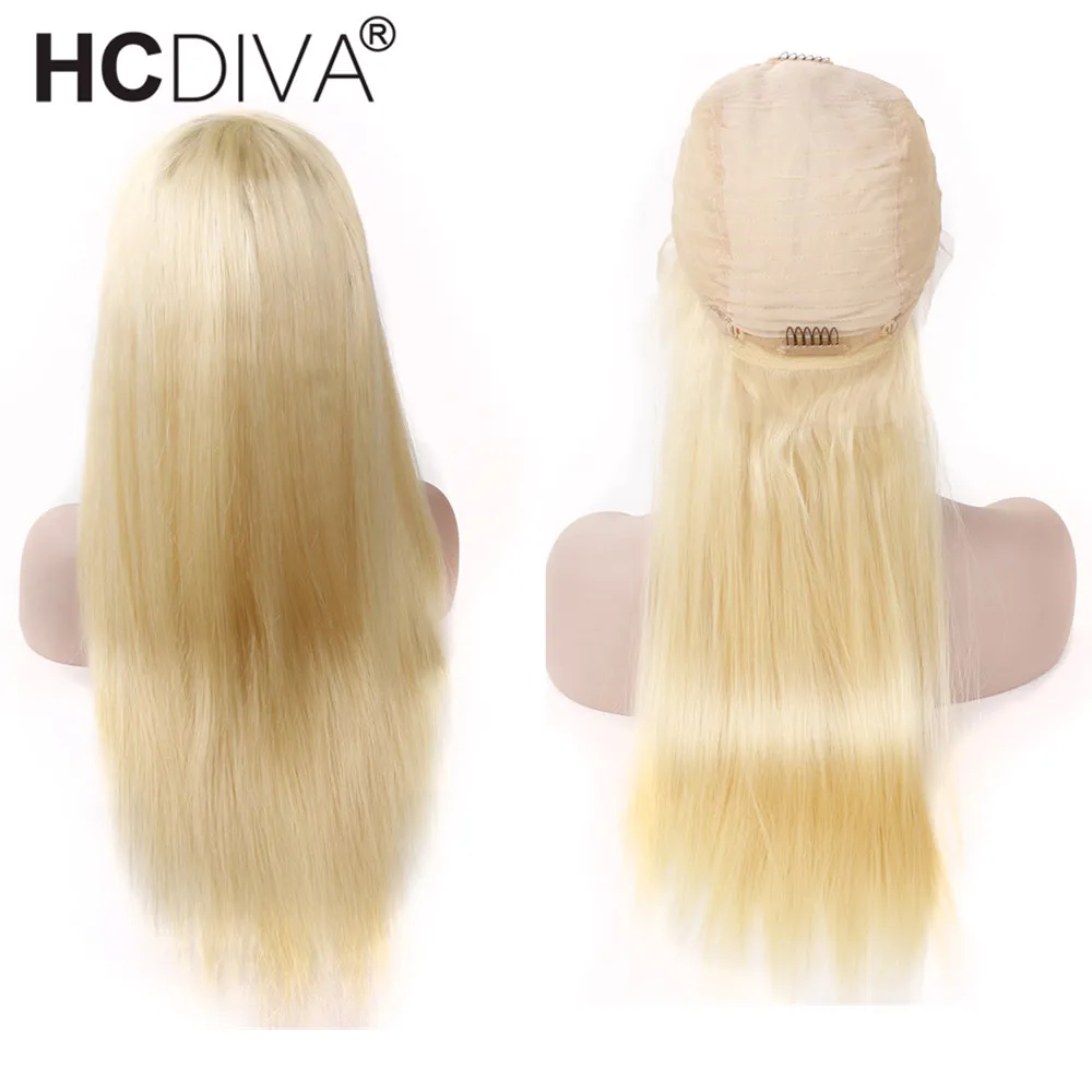 Blue Wig 13*4 Lace Front Wig 150% Straight Colored Human Hair Wig Blonde 613 Lace Wig Brazilian Remy Colorful Wig Pre Plucked - Цвет: #613