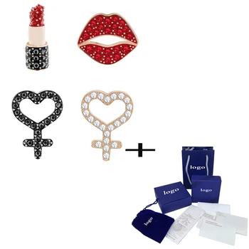 

SWA Exquisite New Lipstick Red Lips Love Asymmetry Set Personality Simple Women's Earring Send Couple Best Gift Unique Retro