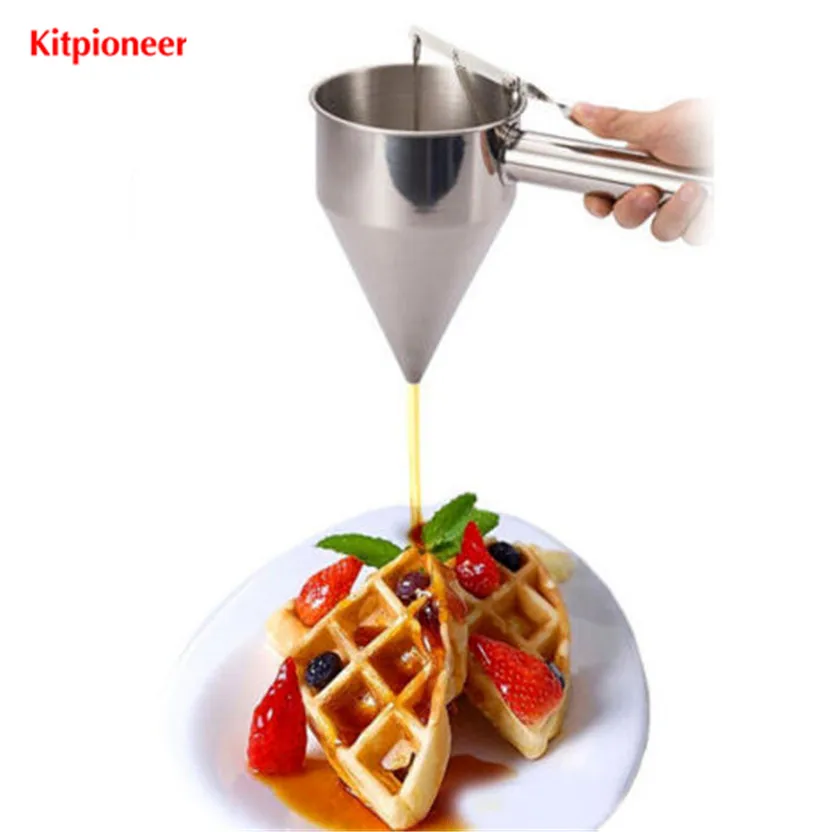 Full Stainless Steel Jam Dispenser Donut Waffle Batter Funnel Distributor Takoyaki Ball Helper Tool With Shelf