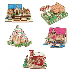 DIY 3D режим дом игрушечные наборы Романтический деревянный домик обучающий пазл игрушка модель Строительство Деревянный 3D пазл для детей и