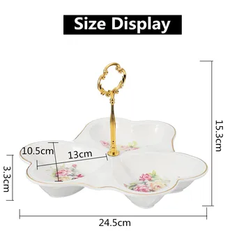 

Hot 3 Sections Ceramic Storage Trays Dish Candy Dessert Snack Serving Tray Porcelain Kitchen Ceramic Storage Container Table Dec
