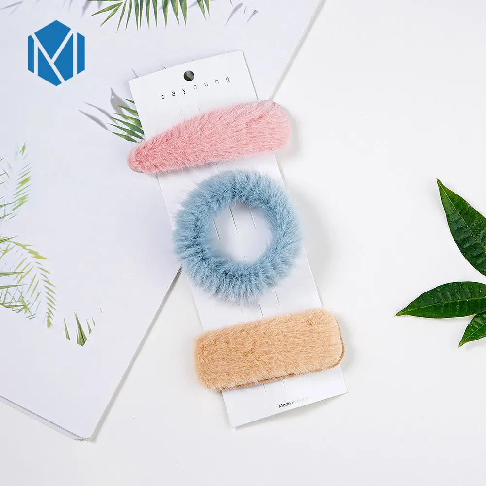 3PCS Blue Новое поступление, меховые резинки для волос из искусственного меха, эластичные резинки для волос, шерстяные круглые милые кольцевые канаты для волос для девочек, зимние теплые резинки для волос, coleteros - Цвет: 3PCS Blue