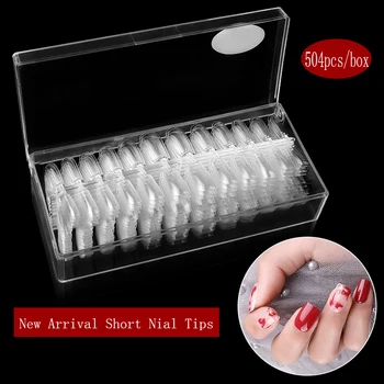 

504Pcs 12 Different Sizes French Half Cover False Acrylic Tips Nail Art Arificial Salon Clear Transparent Nails Tips for Salon