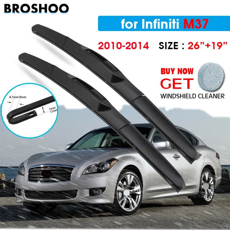 

Car Wiper Blade For Infiniti M37 26"+19" 2010-2014 Auto Windscreen Windshield Wipers Blades Window Wash Fit U Hook Arms