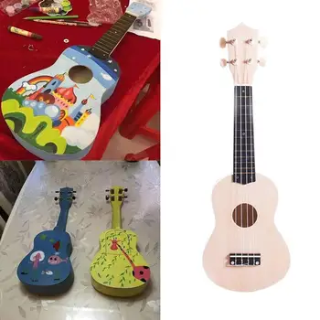 

DIY Ukulele Art Student Children Draw DIY Ukuleles Ukulele Delicate Beautiful Assemble Handicrafts Hands-On Ability Tilia