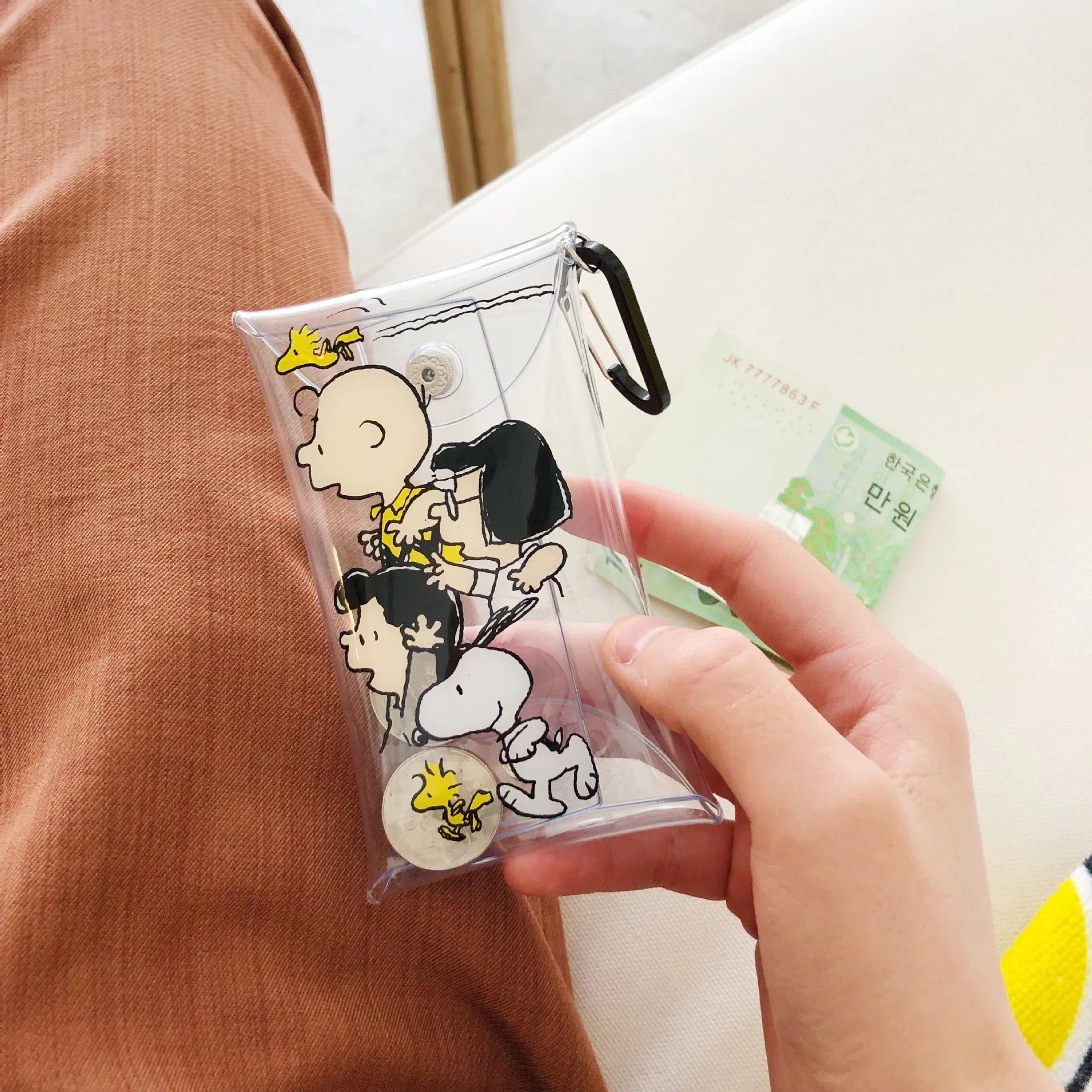 Snoopy Ins выслеживающий Горячая мультфильм Charlie прозрачный ПВХ маленький кавайный пенал карман сумка для хранения кошелек карта Упаковка обучающий инструмент для хранения