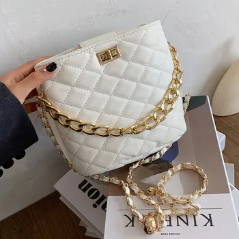 

Solid Color Thick Chain Small PU Leather Crossbody Bags For Women 2020 Summer Shoulder Cross Body Bag Ladies Handbags bag
