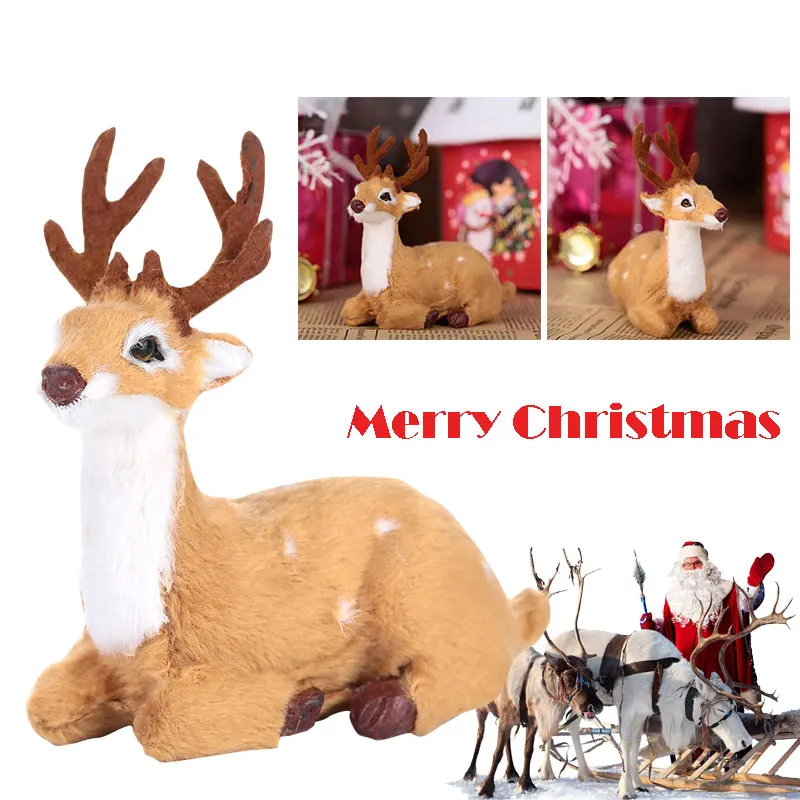 Мини рождественские олени лежачий олень украшения для газона искусственная
