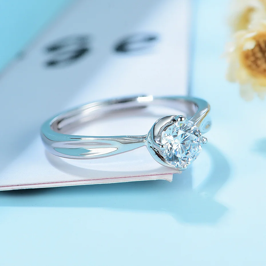 Kuololit Natural Moissanite Rings for Women 925 Solid Sterling Silver class 4 claw lab Diamond ring for Engagement Wedding bride