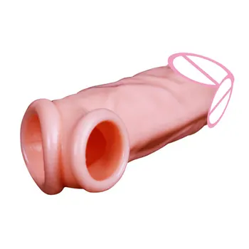 Dildo Extender Sex Toys Reusable Condoms Man Extension Penis Sleeves Penis Rings Time Delay With Solid Simulation Glans 2