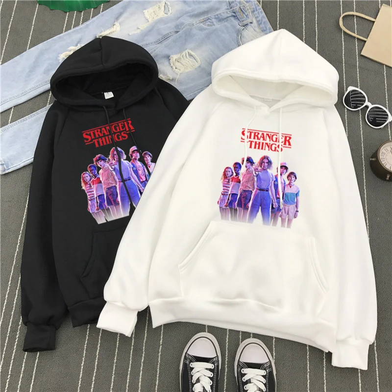 Трендовые мужские толстовки с капюшоном и надписью Stranger Things для осени зимы