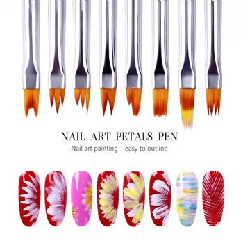

5/8Pcs/Set Petal Nail Brushes Painting Drawing Line Nail Art Brush Pen Liner Thin 3 Colors Multiple brush heads Brush For Gel