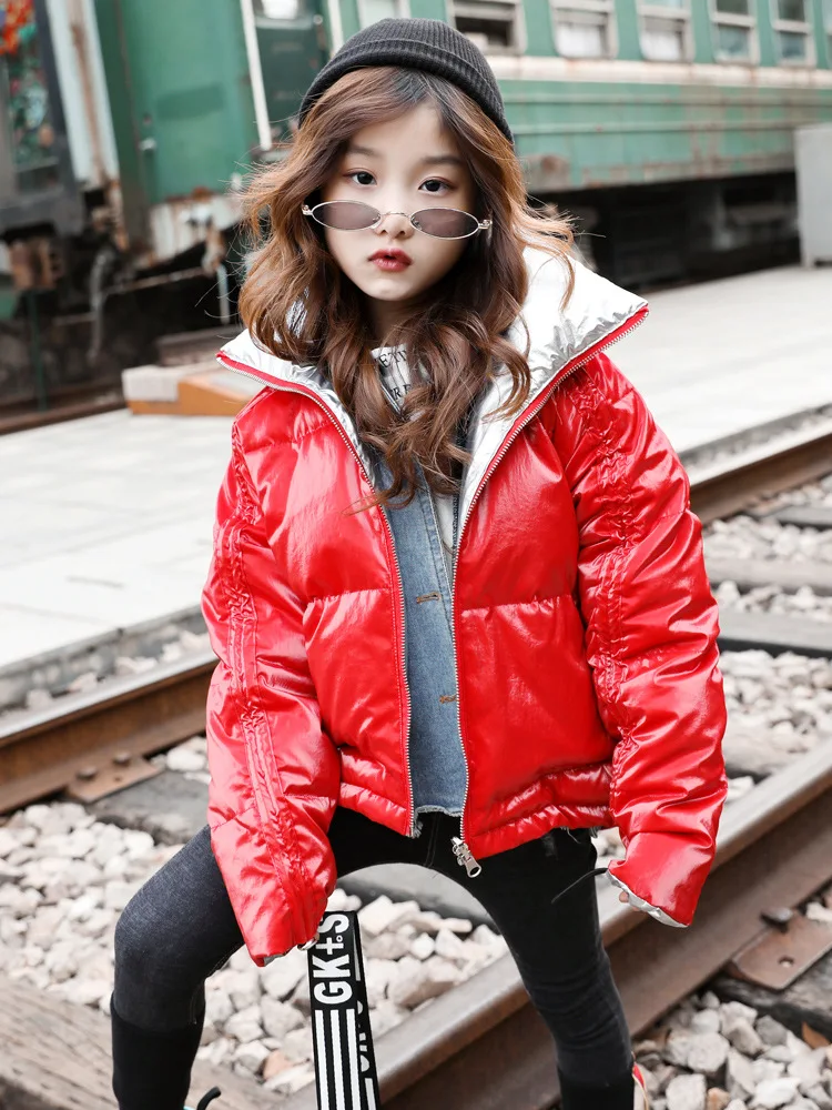 Girls Winter Coats for Kids Outerwear Jacket Teenage for Girls Jackets Fashion Short Zipper Warm Thick Children Clothing Costume