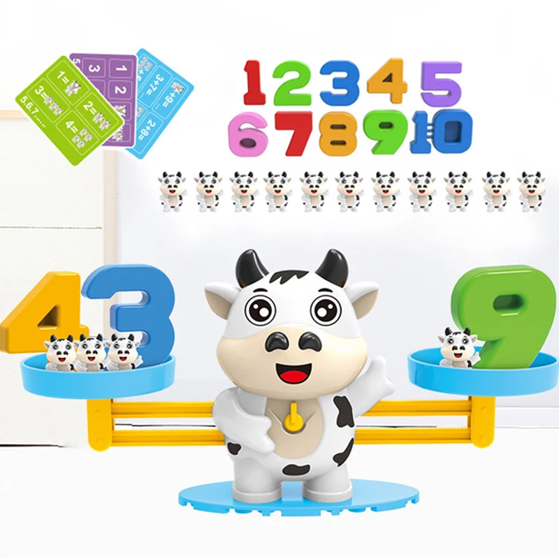 NEW Animal Balance Toy Cute Small Size Children Preschool Montessori Gifts Number Learning Educational Game Cow Monkey Penguin | Игрушки и
