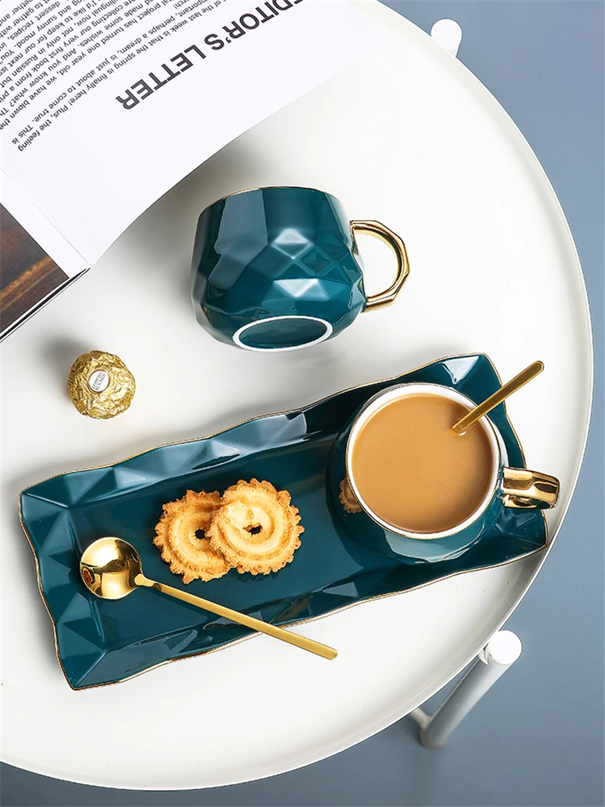 Скандинавские ins керамическая кофейная чашка маленькая Роскошная чайная чашка в европейском стиле с закуской набор ложек