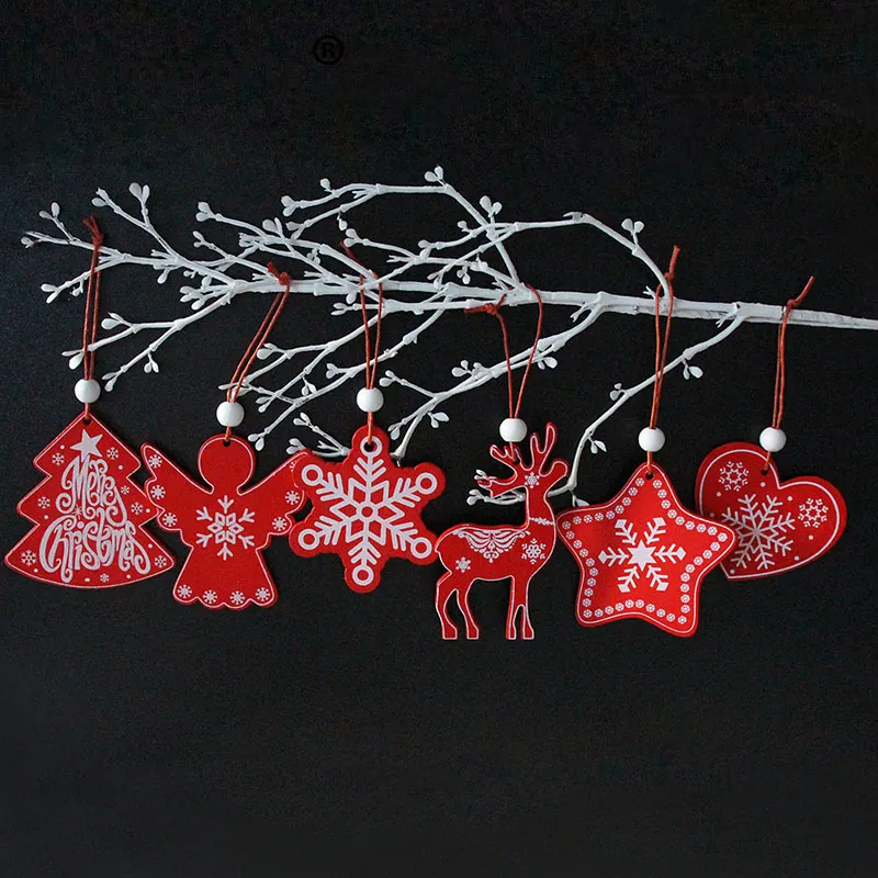 6 шт. креативные деревянные украшения с принтом, рождественский подарок, подвесные шары, сделай сам, вечерние, для дома, Рождественская елка, гирлянда, украшение, 058002087