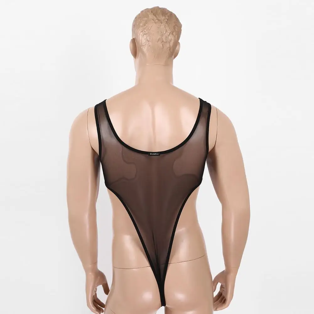 Homme See-through Mesh Body Combinaison sous-vêtements Nightwear Justaucorps Top Lingerie 