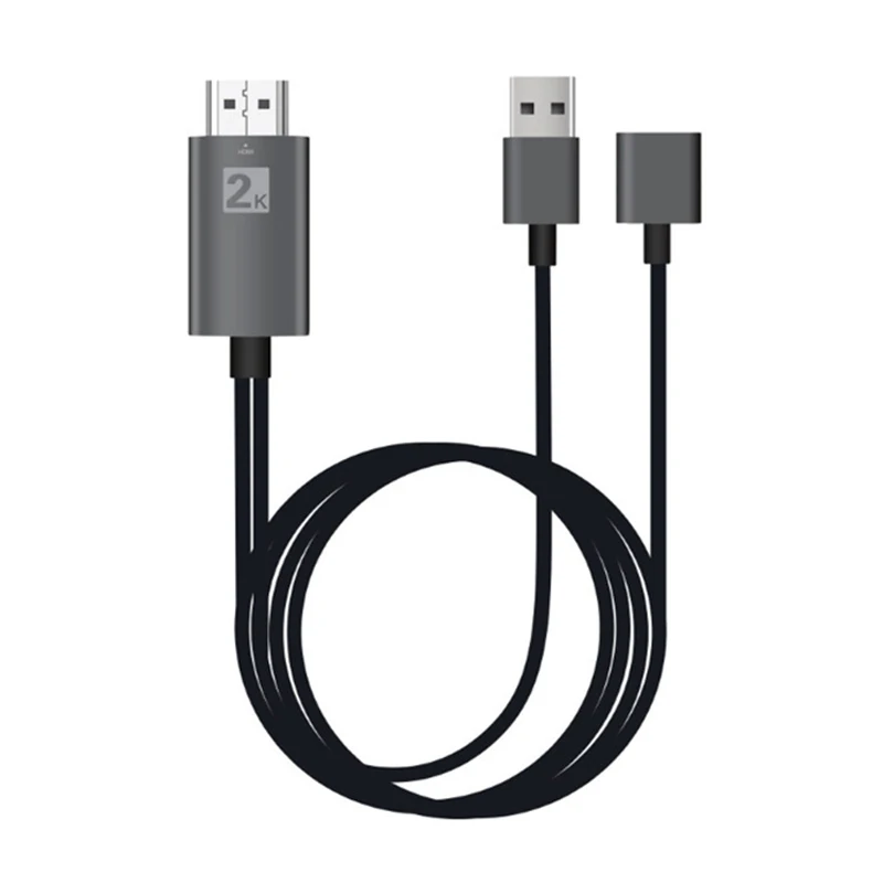 2K Micro usb type C IOS Android экран телефона зеркалирование литой кабель для iPhone iPad huawei samsung LG подключение к HDMI ТВ проектор - Color: Grey