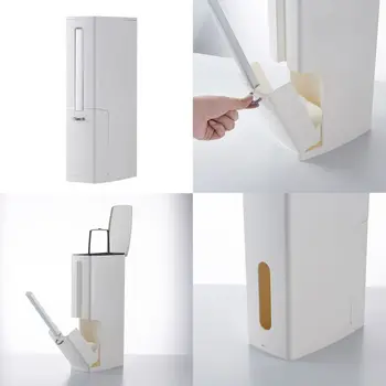 

Multifunctional Toilet Brush Trash Can Set, Plastic Hand Press Type Garbage Can and Bathroom Toliet Brush Combination Set