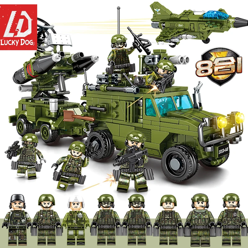 

819 Pcs Military Building Block legoINGly Soldiers with Truck Helicopter Weapon Figures brinquedo Compatible with legoING