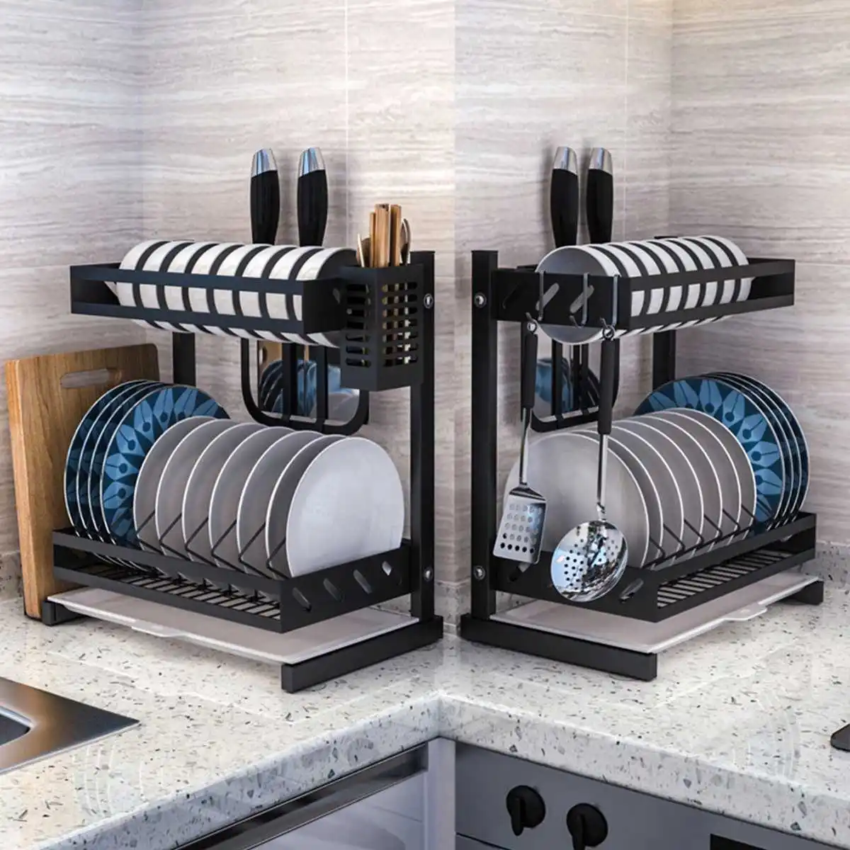 

2/3 Layers Dish Rack Kitchen Bowl Cup Storage Shelf Holder Stand Tableware Drip Tray Dish Racks Drainer Holders Oragnizer