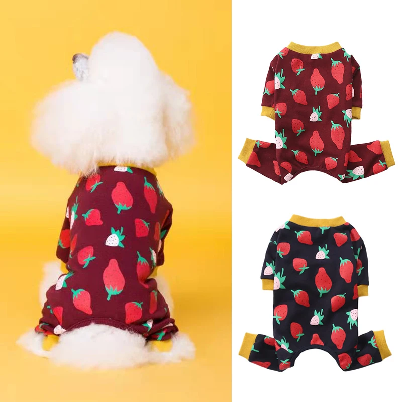 

S-3XL Dog Winter Coat Cute Strawberry Dog Jumpsuit Warm Dog Hoodies Jacket for Small Dogs Chihuahua Pug Puppy Ropa Para Perro