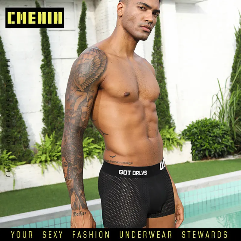 ORLVS Mesh мужские трусы боксеры Homme Мужское нижнее белье Соблазнительные Hombre
