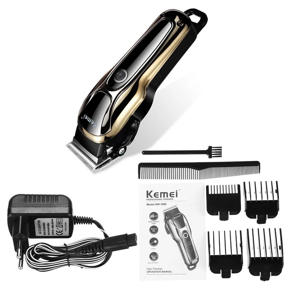Kemei KM-1990 триммер для волос, электрическая машинка для стрижки волос для мужчин, высокоточное стальное лезвие 100-240 В