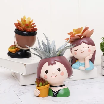 

Lovely Resin Planter Flower Pot Garden Succulent Plants Pot Home Office Decor Supplies