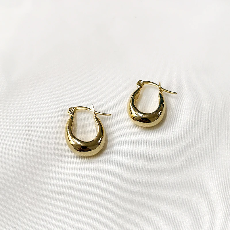 Small Gold Peri'sBox, 2 размера, золотой, серебряный цвет, u-образные геометрические серьги, полые толстые серьги-кольца для женщин, элегантные минималистичные серьги - Окраска металла: Small Gold